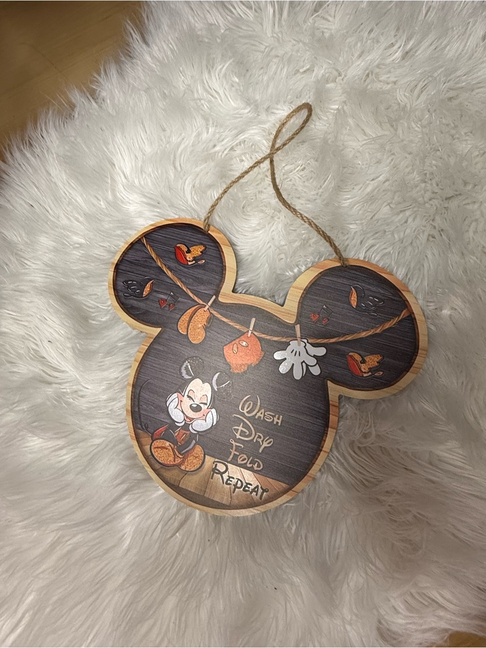 Disney Mickey Mouse Autumn Laundry Wall Sign - Black & Orange
